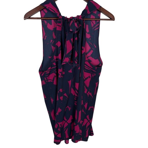 Banana Republic Blue Pink Print Tank Top Women's Small Career Business - Picture 3 of 7